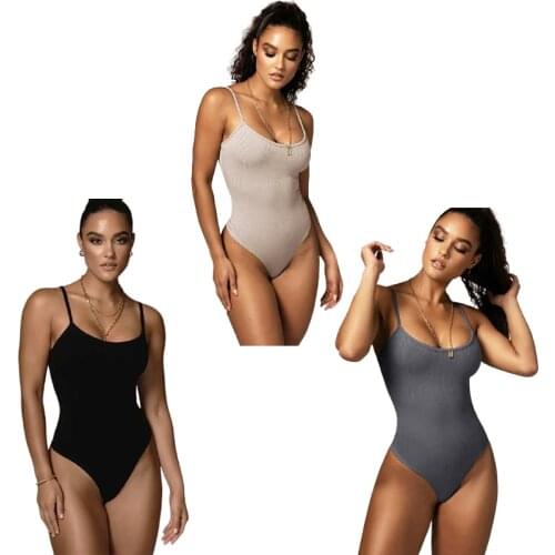 2021 High Quality Cotton Stretch Womens Halter Top One-Piece Adjustable Strap Sleeveless Backless Shirt Bodysuit