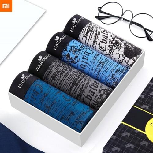 4pcs/lot Xiaomi Mens Underwear Boxers Cotton Fashion Printed Men Underpants Boxer Shorts Male Panties