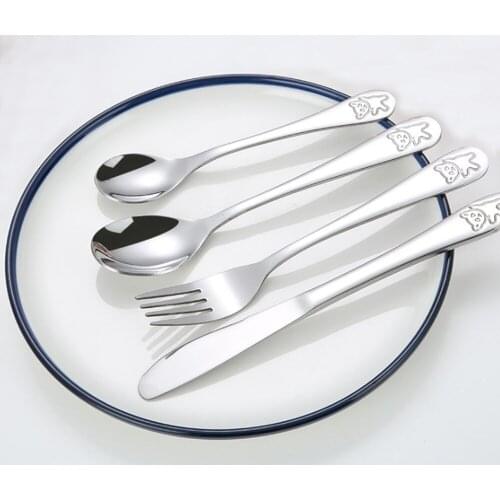 4Pcs Stainless Steel Child Panda Cutlery Set Food Dining Children Tableware Set Kids Dinnerware Sets Knives Forks Spoon Sets