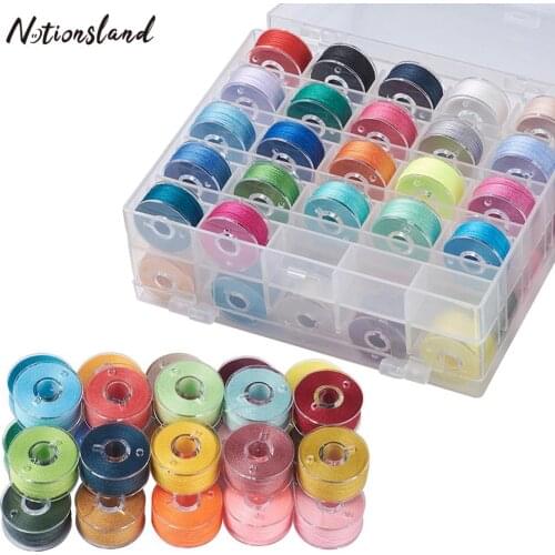 50pcs Bobbin Thread with Clear Storage Plastic Case Box for Embroidery Thread Sewing Thread Machine DIY Sewing Supplies