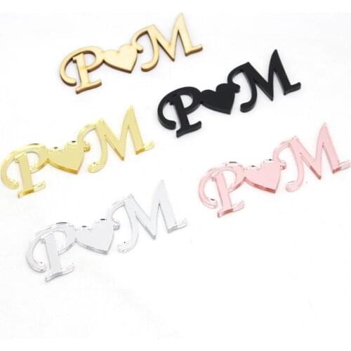 12 Pcs of The Same Personalized Laser Cut Acrylic Gold Mirror Couple Souvenir Wedding Engagement Wedding Gift Banner Decoration