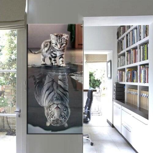 Diy 5d large diamond mosaic cat and tiger diamond painting cross stitch embroidery full round drill animal home decoration N760