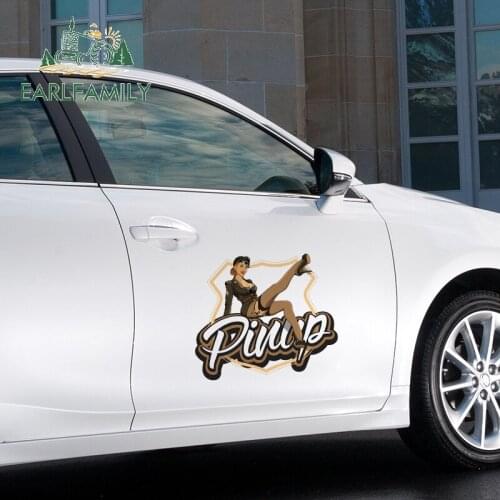EARLFAMILY 43cm x 38cm For Pin Up Girl Car Stickers Car Assessoires Decal Waterproof Sunscreen Personality Motorcycle Decor