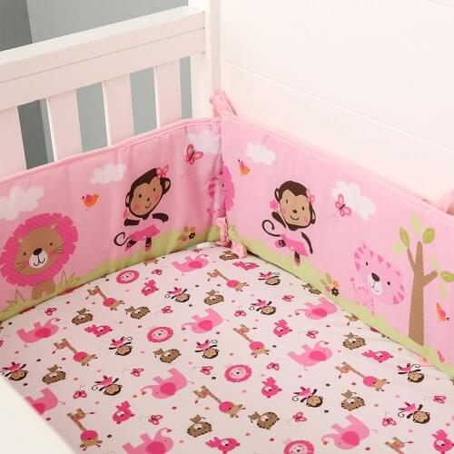 Cute Cartoon Baby Crib Bumper Cotton Kids Bed Surrounding Crib Bumpers Kit 4pcs Infant Baby Bedding Sides In The Bed Room Decor