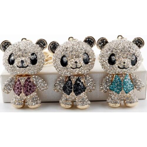 Cartoon Little Panda Wearing A Vest Key Chain Alloy Keychain Accessories Pendant Key Ring Charms Keychains for Ladies