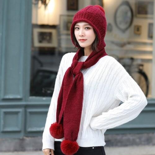 Brand Winter Knitted Beanies Hats Women Thick Warm Beanie Skullies Hat Female Knit Letter Bonnet Beanie Caps Outdoor Riding Sets