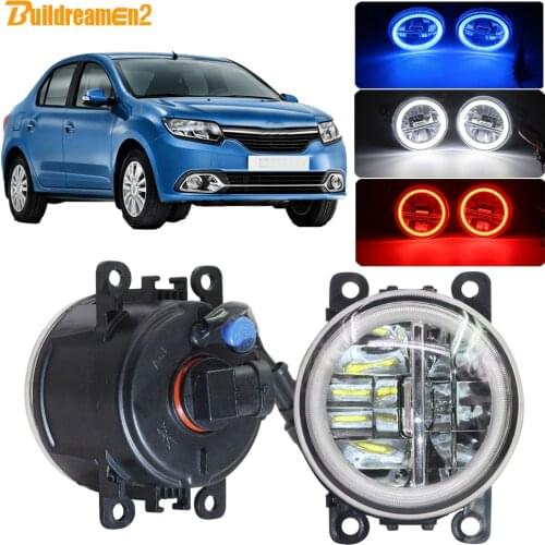 Buildreamen2 Car 4000LM LED Fog Light Kit Angel Eye DRL Daytime Running Light H11 12V Accessories For Renault Logan 2004-2015