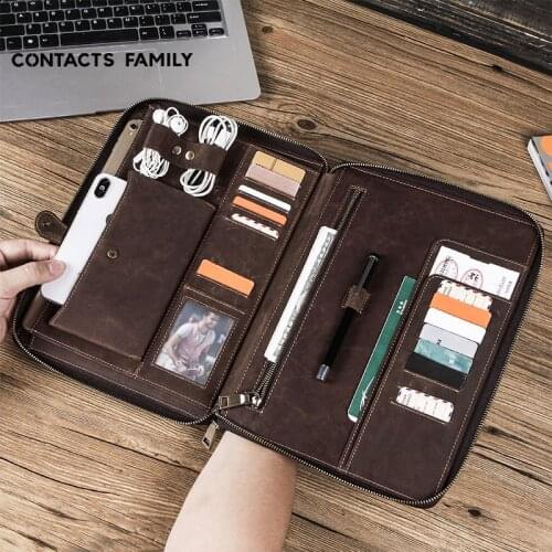 Tablet Case for iPad Pro Air 3 10.5'' Genuine Leather Bags A2152 A1701 Pen Notebook Slot Portable Binder Folder Wallet Sleeve