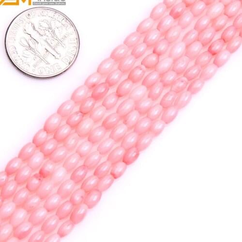 Gem-inside Tube Cylinder Columnar Column Olivary Coral Beads For Jewelry Making 3-4mm x 5-6mm 15inches DIY Jewellery