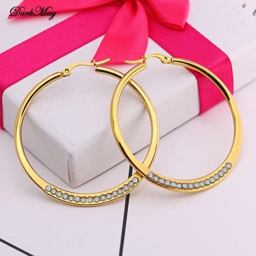 DarkMag 2020 New 45mm Large Crystal Hoops Earrings Paparazzi Basketball Wives CZ Hiphop Earrings Christmas Gift