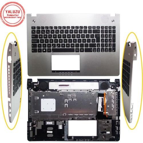 Spanish SP new laptop keyboard bezel for ASUS N56 N56V N56VM N56VZ N56SL Silver Palmrest upper case C shell backlight