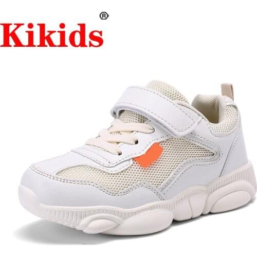Kikids White Little Bear Children Sport Shoes Kids Boys Leather Sneakers For Girls Soft Bottom Children Running Shoes Walk Shoes