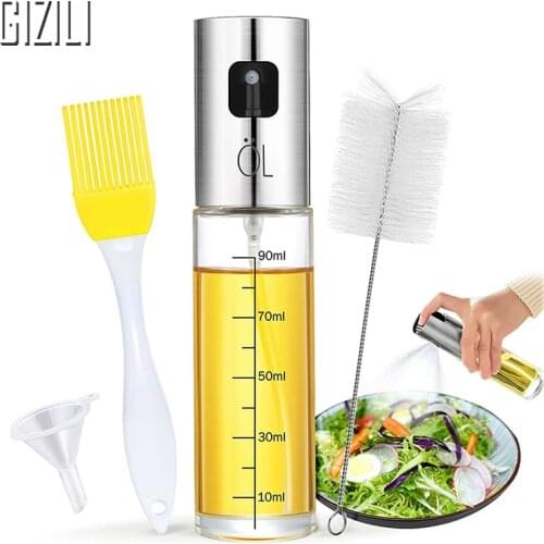 Kitchen Cook Olive Oil Spray Empty Bottle Vinegar Bottle Oil Dispenser Cooking Tool Salad BBQ Cooking Glass Oil Sprayer Tool Kit