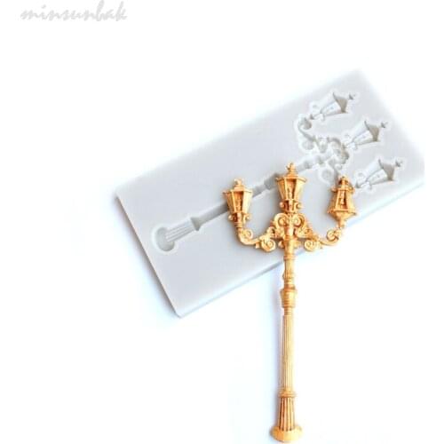Minsunbak Cake Tools Street Light Lamp Silicone Fondant Mold Chocolate Gumpaste Mould Sugarcraft