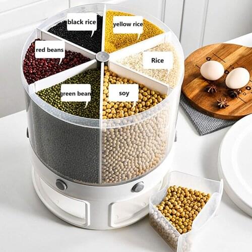 Multifunctional rotating food storage box rice dispenser with lid moisture-proof and insect-proof grain storage box storage box