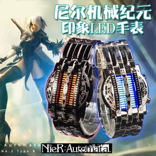 Anime NieR:Automata YoRHa No.2 Type B Fashion LED Electronic Couple Watches Creative Wrist Watch Student Cosplay Xmas Gift