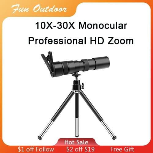 10X-30X Monocular Professional HD Compact Retractable Zoom Powerful Portable Binoculars High Quality Telescope for Camping