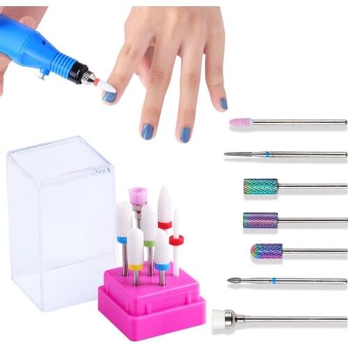 7Pcs Carbide Ceramic Nail Drill Bits Set Combined Milling Cutters for Manicure Electric Removing Gel Polishing Tools Nail Files