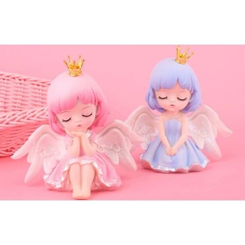 Desktop Decor Angel Cake Shaped Statue Resin Artware Decorative Tools for Car Home Office