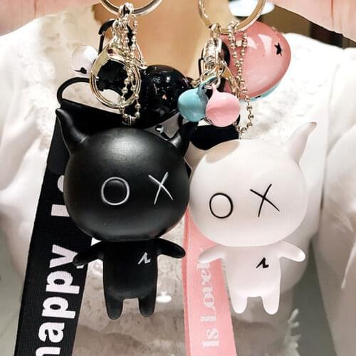 Creative cartoon enamel an tease black boy keychain cute bells ladies bag charm car key chain charm