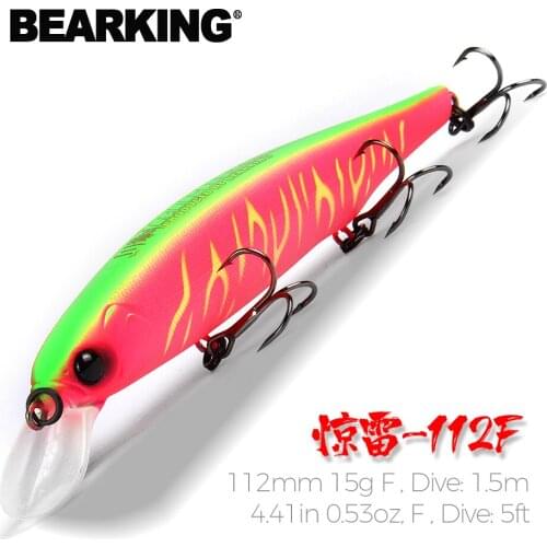 Bearking 112mm 15g New hot model fixed weight system fishing lures hard bait dive 1.5m quality wobblers minnow