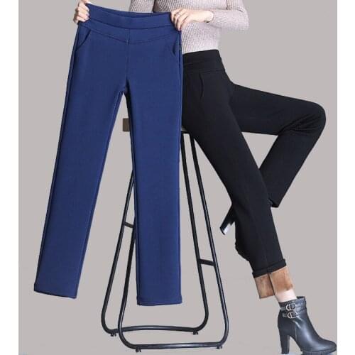 Straight Pants Womens OL Pants 2021 Autumn Winter High Waisted Casual Suit Pants Office Lady Women Trousers pLUS SIZE