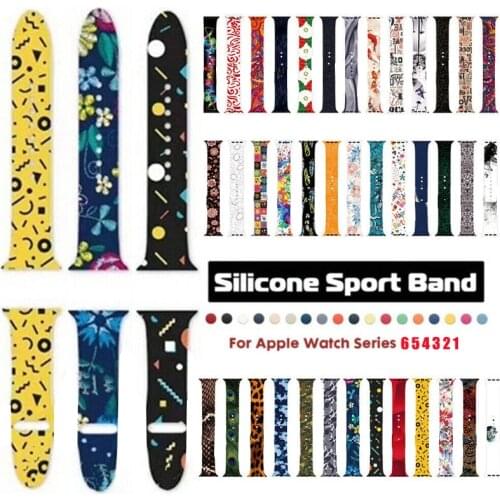 Funny Printed Silicone Sports Band For Apple Watch Series 5 4 3 2 1 Wristband Bracelet Strap For IWatch 38/40/42/44mm Loop