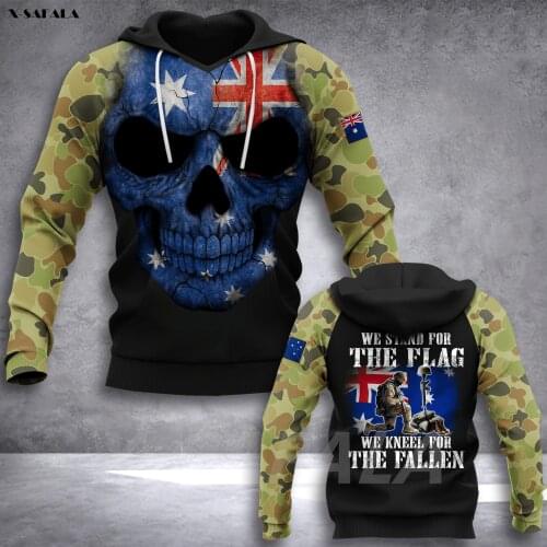 Army Australia Flag Skull Countrty 3D Printed Hoodie Man Female Zipper Pullover Sweatshirt Hooded Jersey Streetwear Tracksuits
