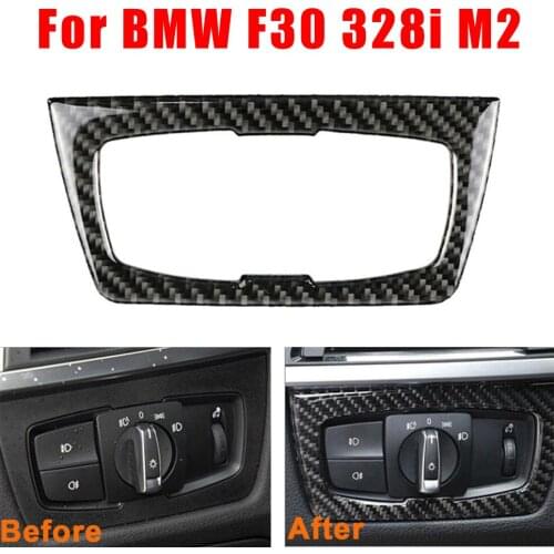 Carbon Fiber Switch Frame cover Car Headlight Decoration For BMW F30 328i M2 2012-2020