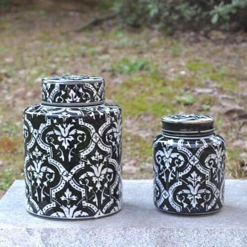 European ceramic ornaments, black porcelain, decorative canning, study, dining room, household decorations