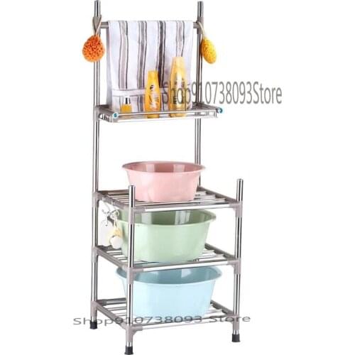 Thickened And Thick Stainless Steel Washbasin Shelf Multi-storey Bathroom Toilet Shelf Floor Toilet Storage Rack
