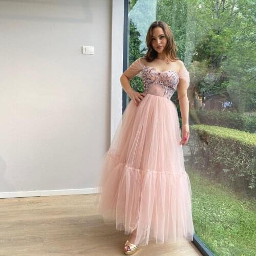 2021 Sweet Cute Daisy Homecoming Dress Spaghetti Strap Ruffles Cap Sleeves Tulle A-line Floor Length Women Prom Evening Gowns