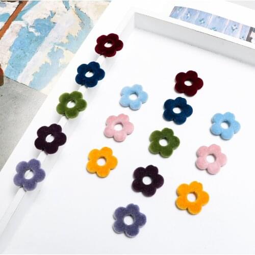 Winter style 50pcs/lot 20mm color flocking cartoon flowers shape Straight hole beads diy jewelry earring/bracelet accessory