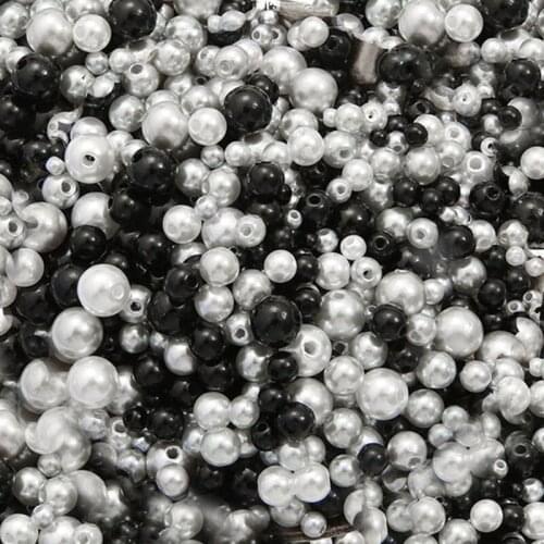 10 gram/Pack Mix Size 4/5/6/8mm With Hole Imitation Pearl Acrylic Beads Jewelry Bracelet Womens Ankle Chain Black Gold Orange