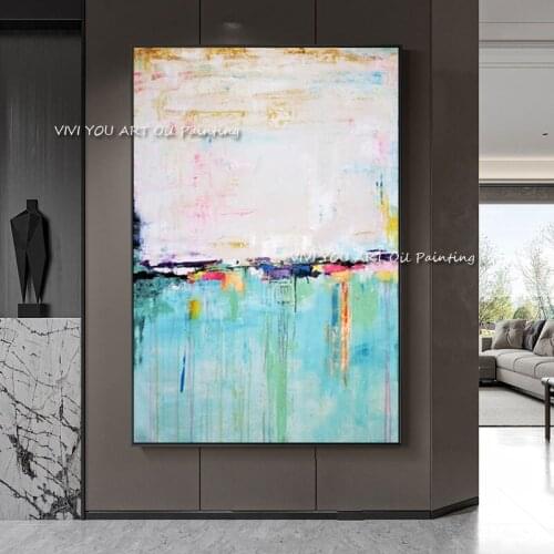 100% hand painted Modern Abstract Ocean Oil Painting Large Size Wall Art Canvas Pictures for Living Room hotel wall Decor