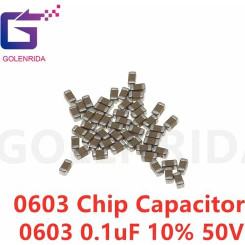 100pcs 100NF X7R 10% 50V 0603 104 SMD Thick Chip Multilayer Ceramic Capacitor