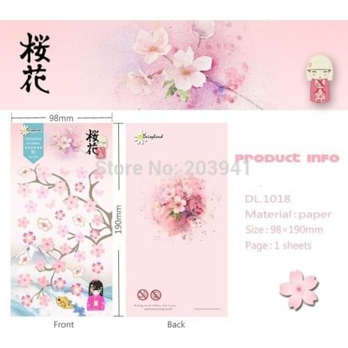 20pcs/lot Cute Romantic cherry blossoms paper DIY multifunction sticker wholesale