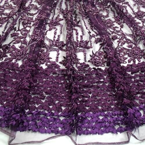 2020 High quality wedding beaded lace fabrics french lace wedding dress fabric HY0773-4