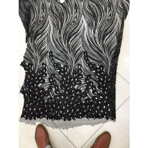 5yards/lot popular style french net lace fabric with sequins for party dress SYJ-6711