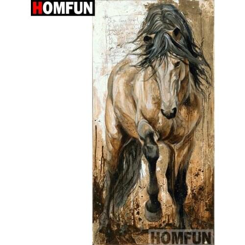 HOMFUN Full Square/Round Drill 5D DIY Diamond Painting "Animal horse" 3D Embroidery Cross Stitch 5D Decor Gift A15714