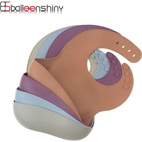 Balleenshiny Fashionable Silicone Baby Bib Waterproof Infant Bibs Newborn Feeding Cloth Toddle Boys Girls Adjustable Bibs