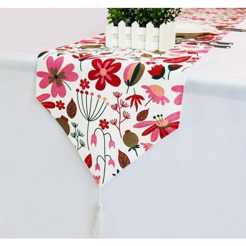 Colorful Table Runner Luxury Floral Printed Table Cloth Linen Table Runners For Wedding Event Party Decoration