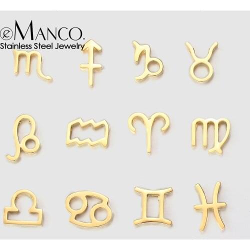 EManco Not Darken 316L Stainless Steel Zodiac Sign Charms for Necklace or Bracelets Dropshipping / Wholesale