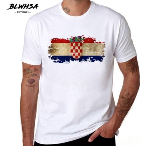 BLWHSA Croatia Flag T shirt Men Printing Casual Short Sleeve Round Neck Cotton Summer T-shirts Croatian Flag Cool Tshirts