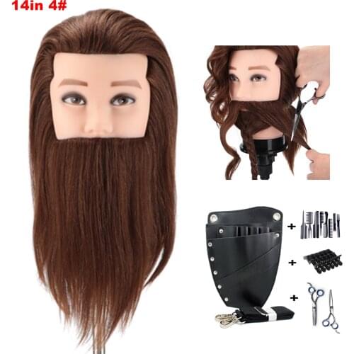 NEVERLAND 100% Real Hair Men Mannequin Head Cutting Practice Salon Training Head Head Model with Clamp Male Mannequin Wig