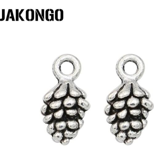 JAKONGO Tibetan Silver Plated Pine Cone Charms Pendant for Jewelry Making Bracelet Accessories DIY 11x7mm 20PCS/lot
