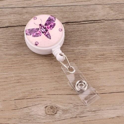 JF779 Classic Movie Moth Retractable Badge Reel Students Nurse Exhibition Pull Key ID Name Card Badge Holder School Supply