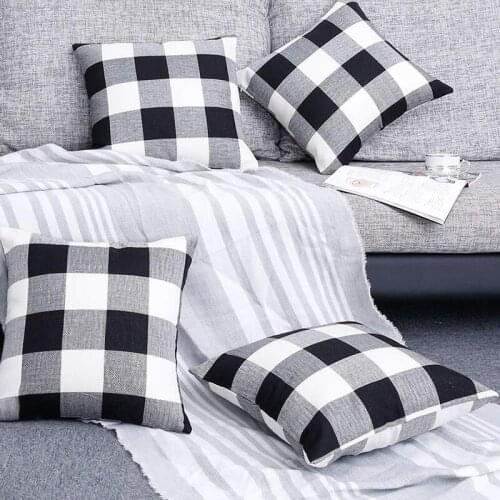 Buffalo Check Plaid Throw Pillow Covers Set of 4 Farmhouse Decorative Square Pillow Cover Case Cushion Pillowcase 18X18 Inches f