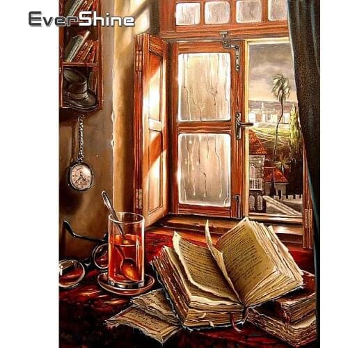 EverShine Diamond Mosaic Landscape Handmade Beads Embroidery Book Full Drill Diamond Painting Windows Art Home Decorations