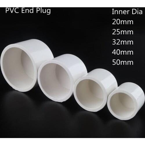 5~100pcs Size 20~50mm PVC Water Supply Pipe End Plug Connector Plastic End Cap Fittings Irrigation System Watering White Parts